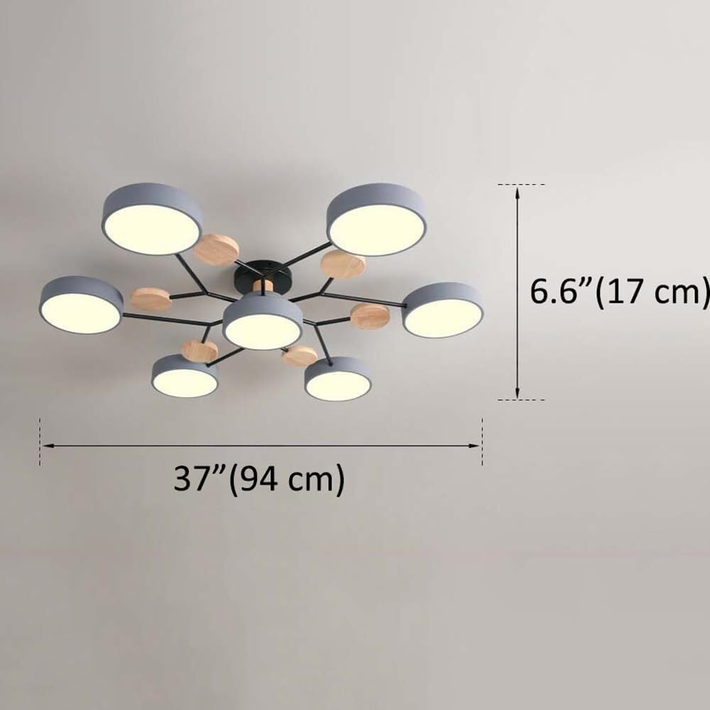 Modern Wood LED Semi Flush Mount Ceiling Light Fixtures Nordic